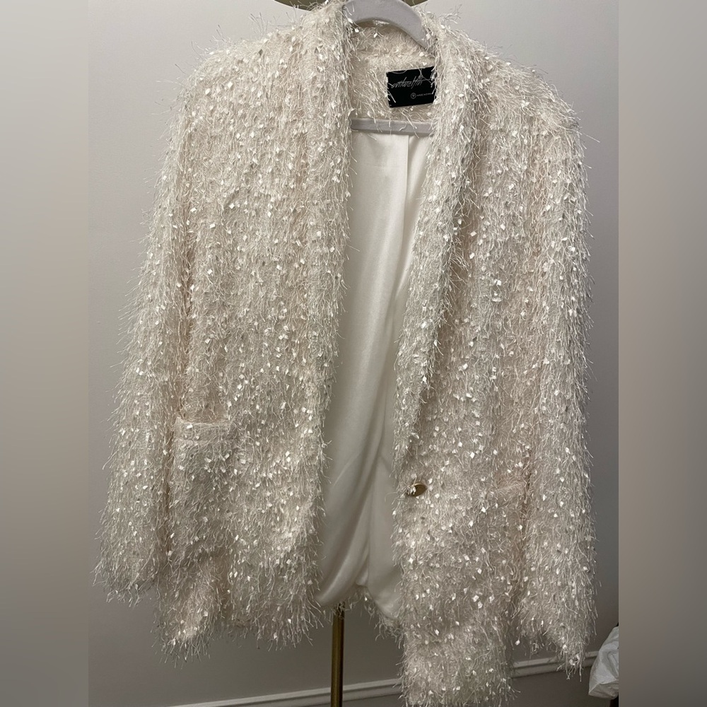 Anthropologie mable pearl sequin mix blazer